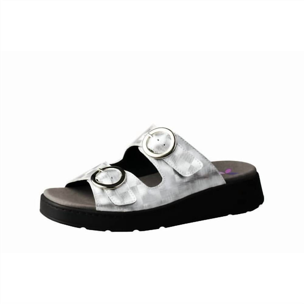 NEW HELLE COMFORT women's opal slide sandals in silver